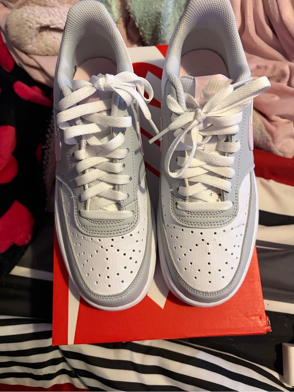 Nike Women’s White and Light Pink Low-Top Sneakers
